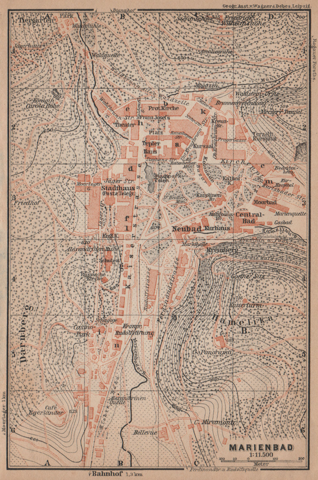 MARIANSKE LAZNE (MARIENBAD) town city plan mesta. Czech Republic mapa 1905